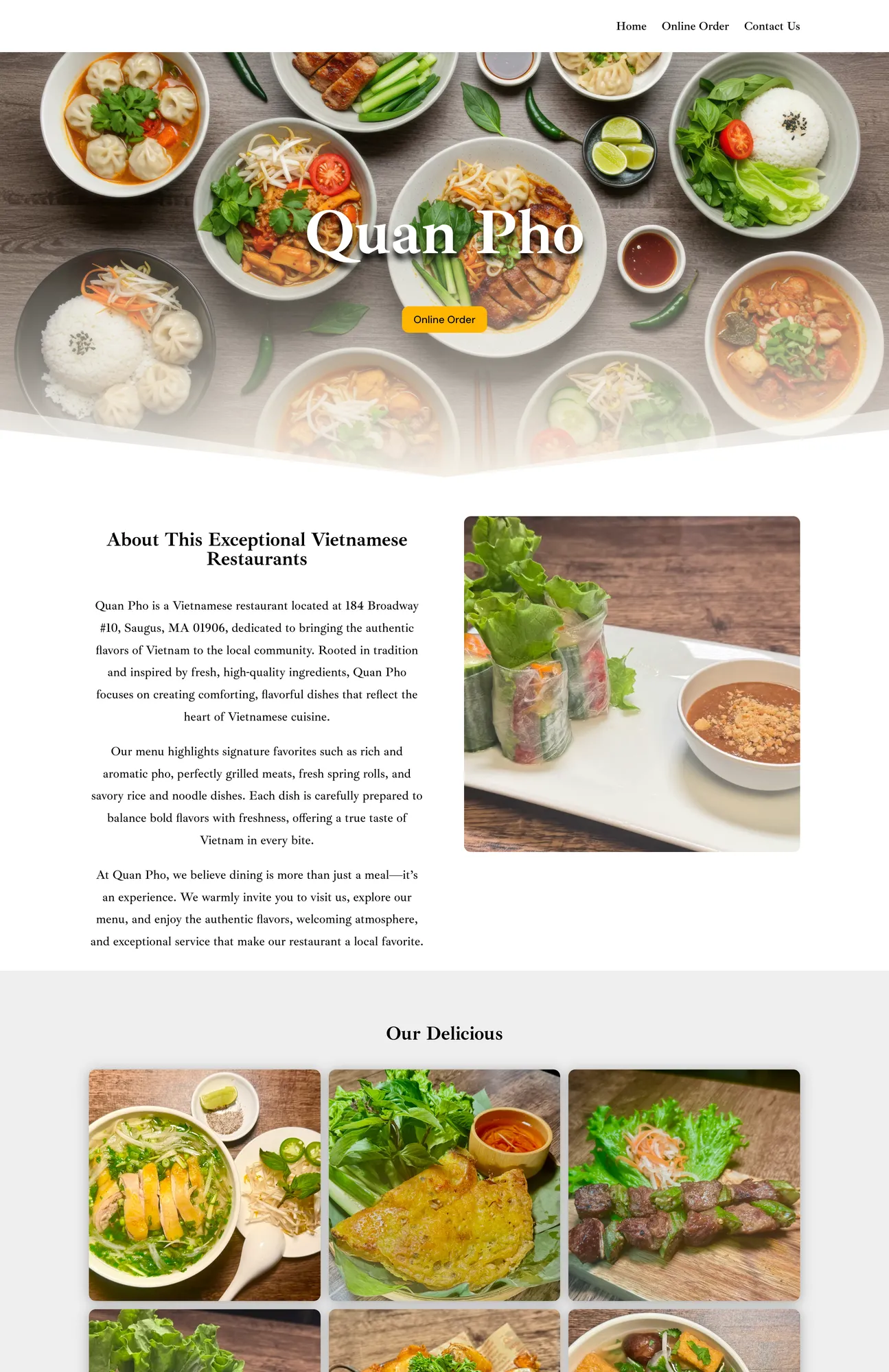 Quán Phở original website, before the redesign